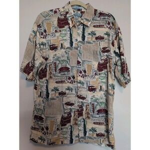 Mens Small Vintage Campia Rayon Hawaiian Shirt Cuba Havana Classic Cars Men's L